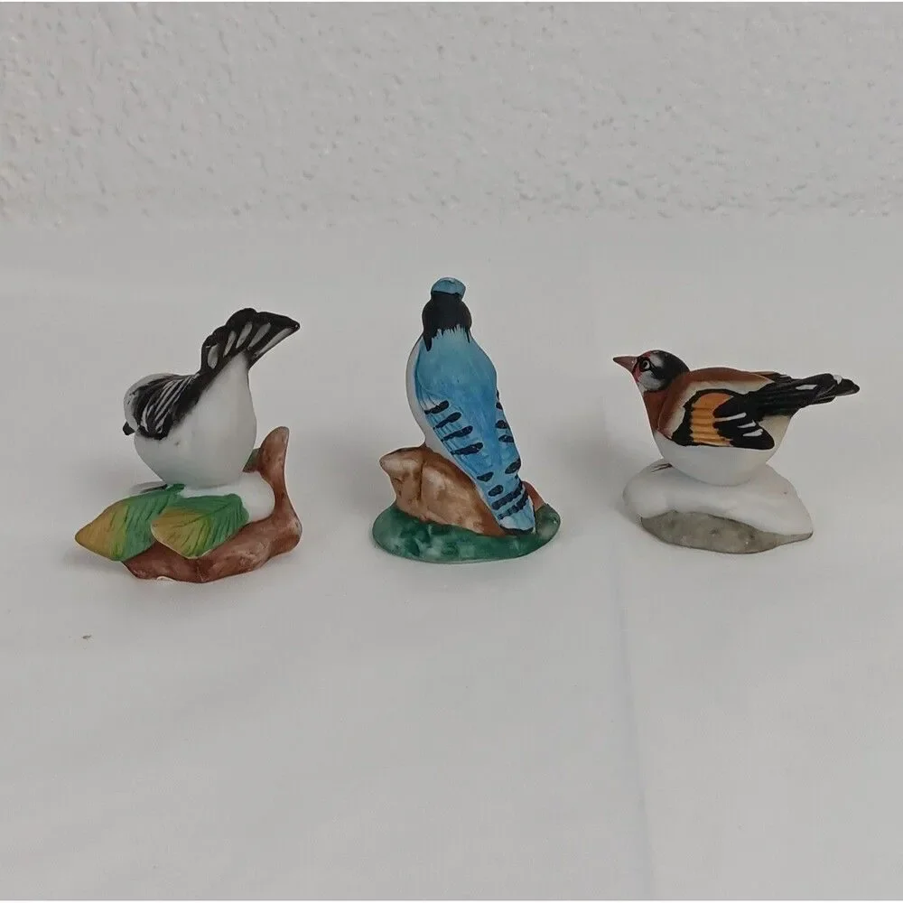 Franklin Mint Garden Bird World Snow Bunting Bluejay Goldfinch Lot Mini Figures